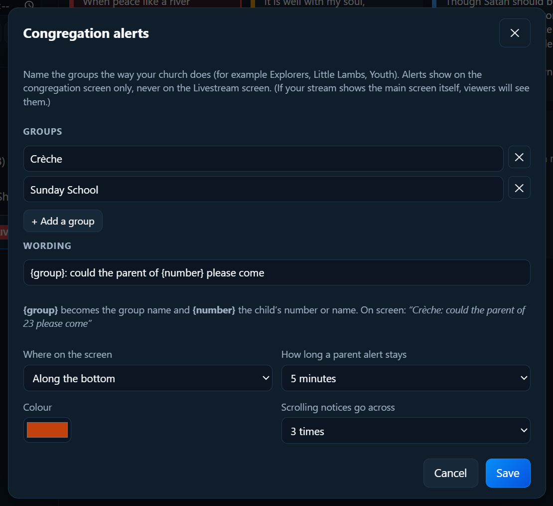 Alert settings