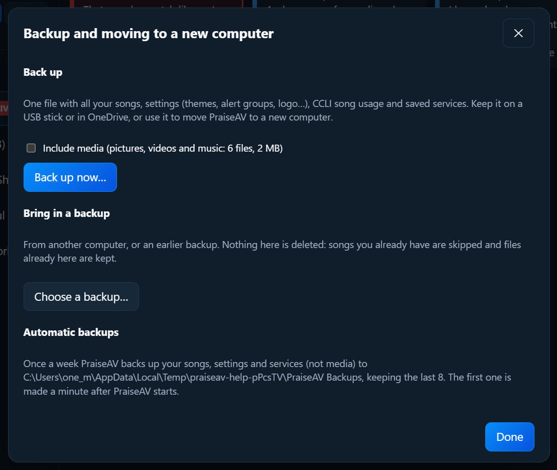 Backup and moving