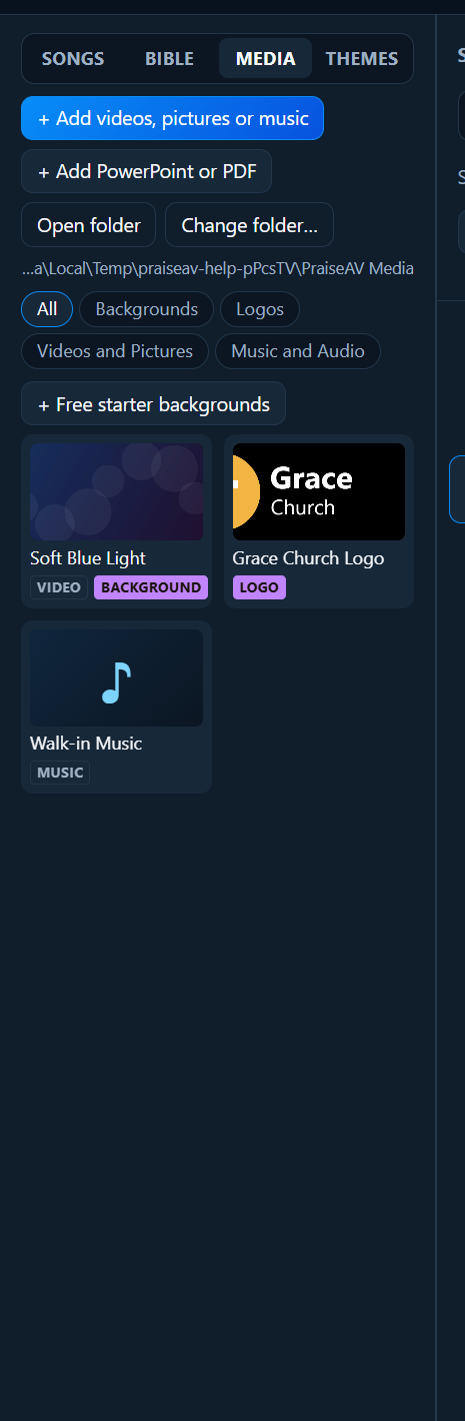 The Media tab