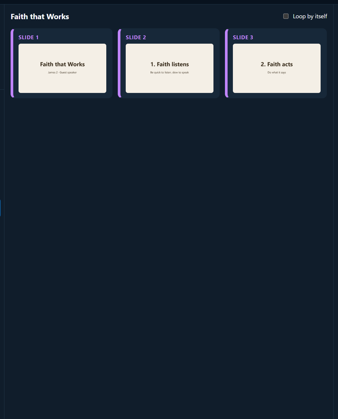 A presentation's slides