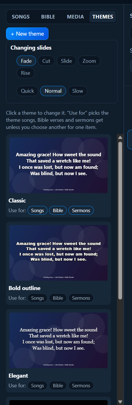 The Themes tab