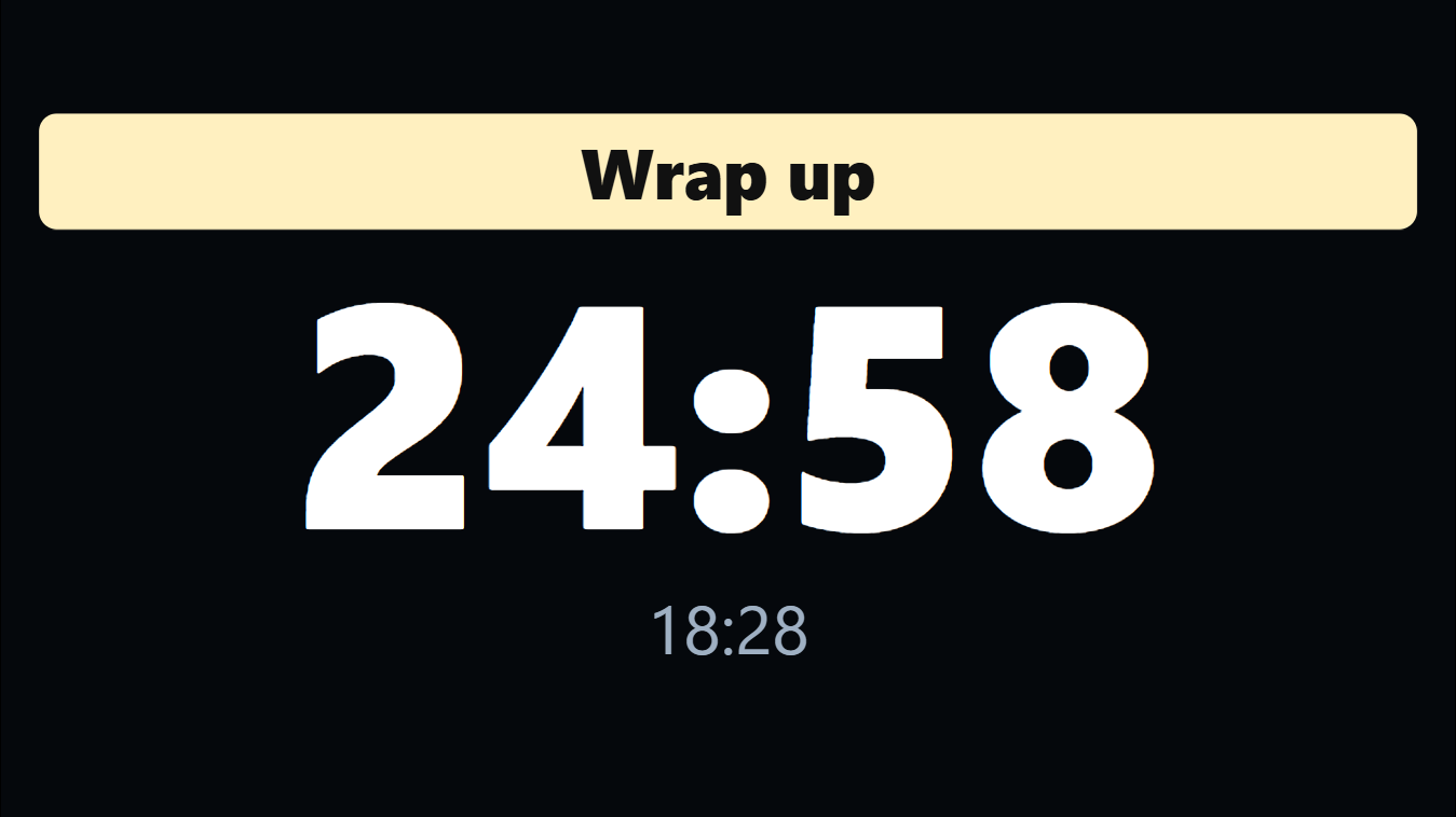 The timer screen